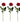 Artificial Rose Stem Red/White (Set of 3)