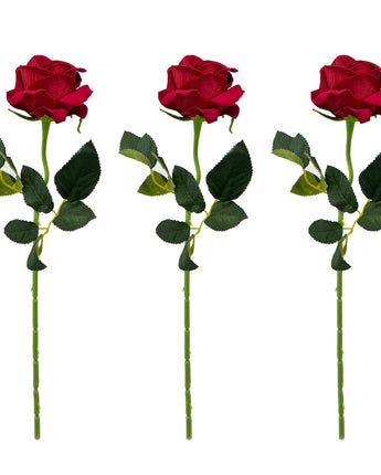 Artificial Rose Stem Red/White (Set of 3)