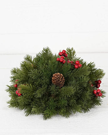 Evergreen Balsam Fir w/ Red Pepper Berries Half Sphere