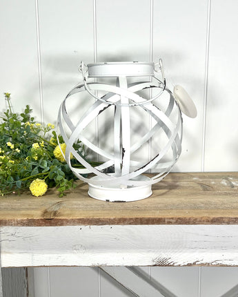 White Distressed Sphere Lantern