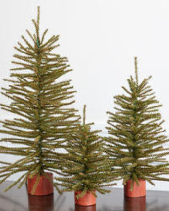 Artificial Pine Trees with Wood Base Set