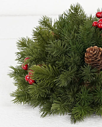 Evergreen Balsam Fir w/ Red Pepper Berries Half Sphere