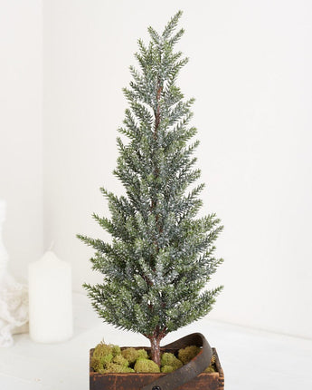 Green Ice Glittered Artificial Pine Tree Stem