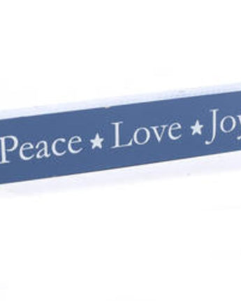 "Peace, Love, Joy" Wood Block Sign