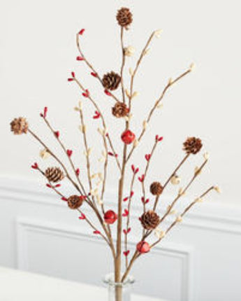 Pinecone Pip Berry and Jingle Bell Spray