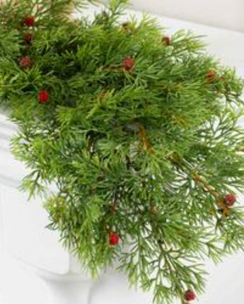 Cypress Pine with Red Berries Garland