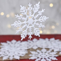 White Glittered Snowflake Ornaments