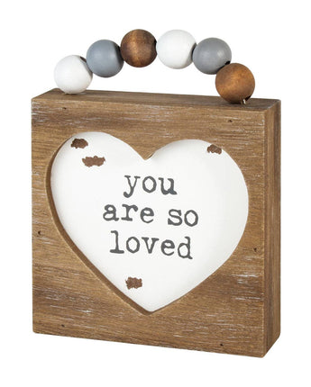 So Loved Box Sign w/ Beads