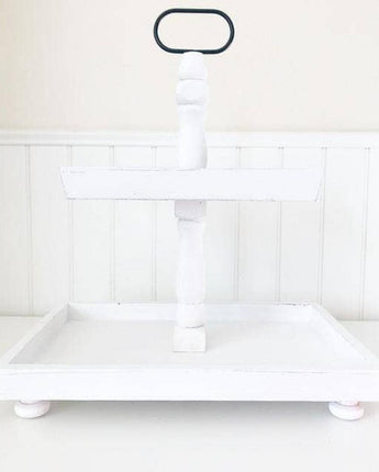 Foundations Decor Tiered Tray - Distressed White Rectangle