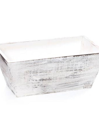 Rectangular Wood Tub - White Washed